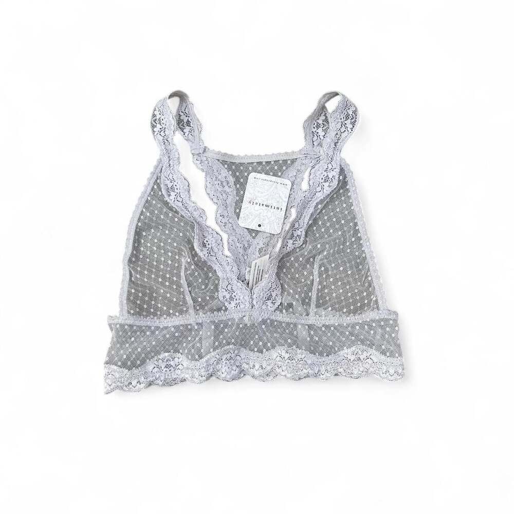 Free People Coquette Lace Racerback Bralette Moonstruck Grey Small